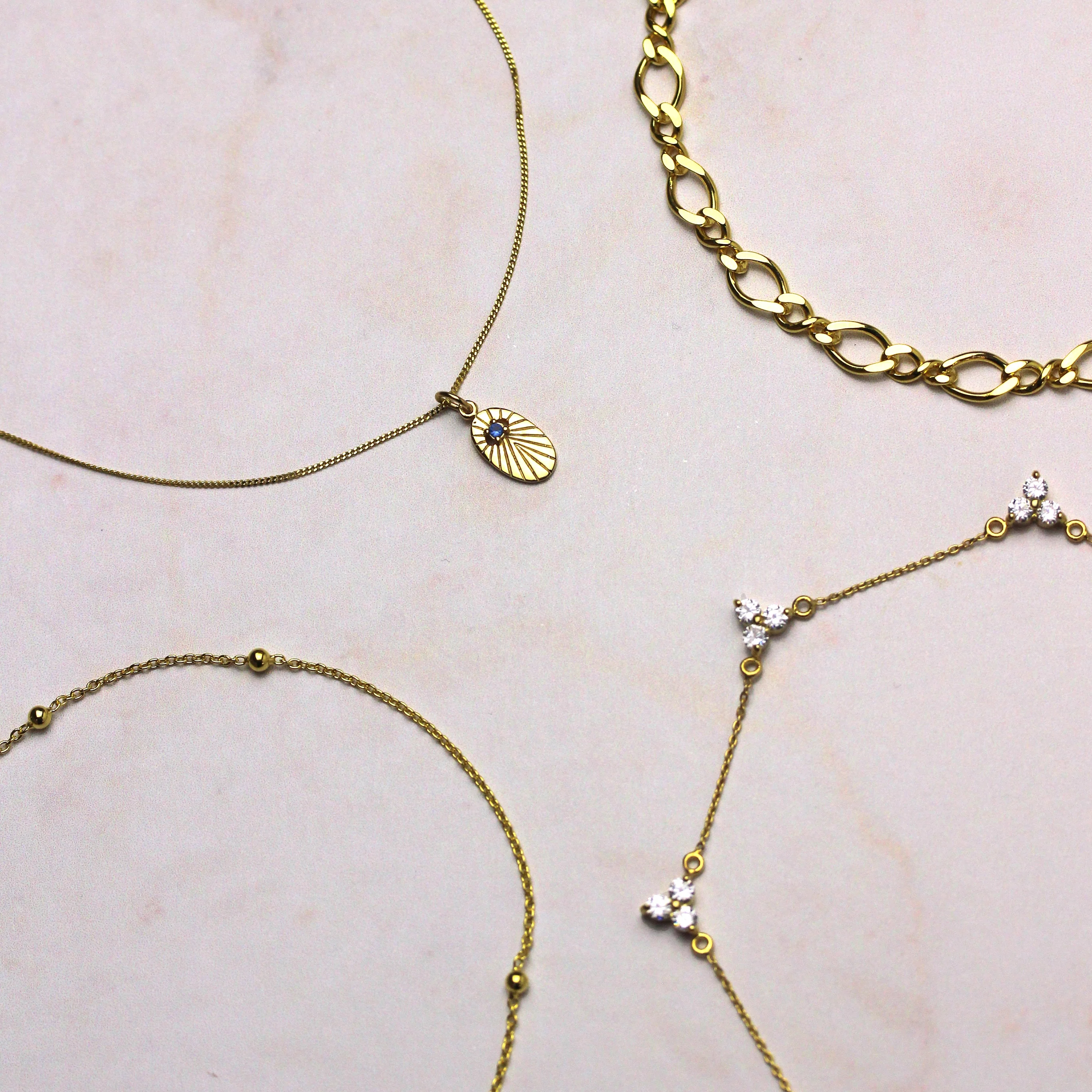 Gold Plated Sterling Silver Multi Trio CZ Cluster Necklace - Image 3