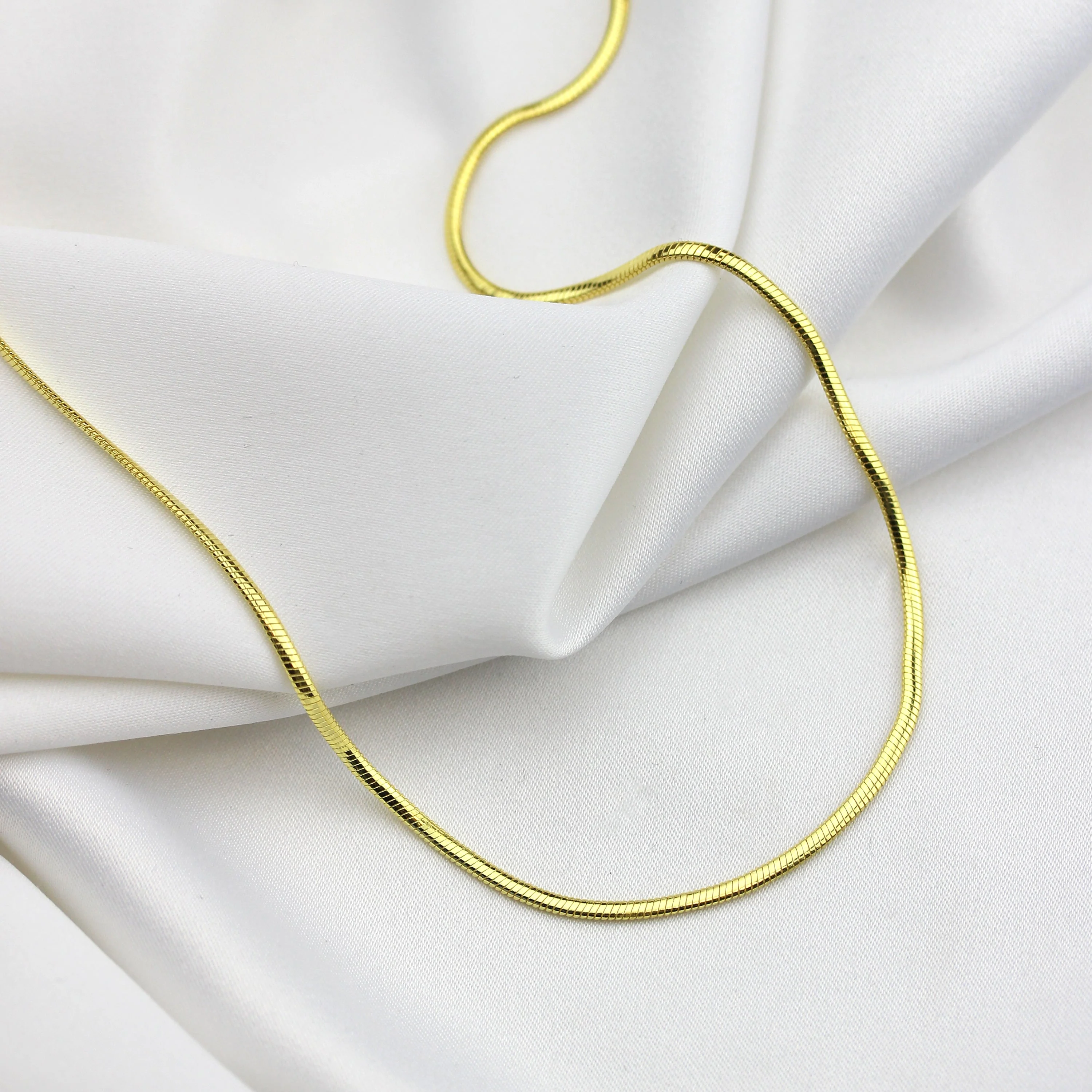 Gold Plated Sterling Silver Snake Cable Link Chain Necklace 18 Inches - Image 3