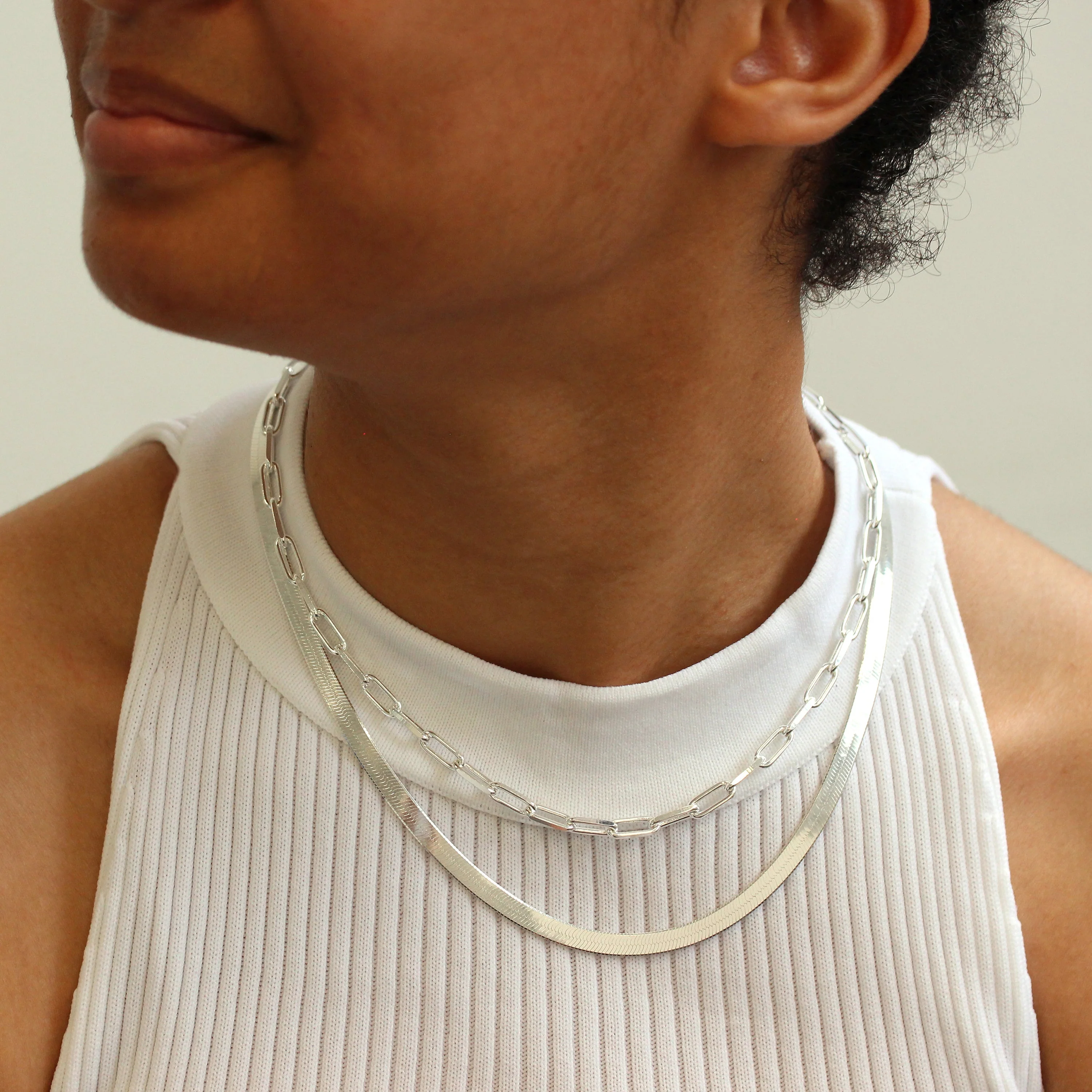 Sterling Silver 2 Row Bolt Ring Layer Necklace Clasp - Image 3