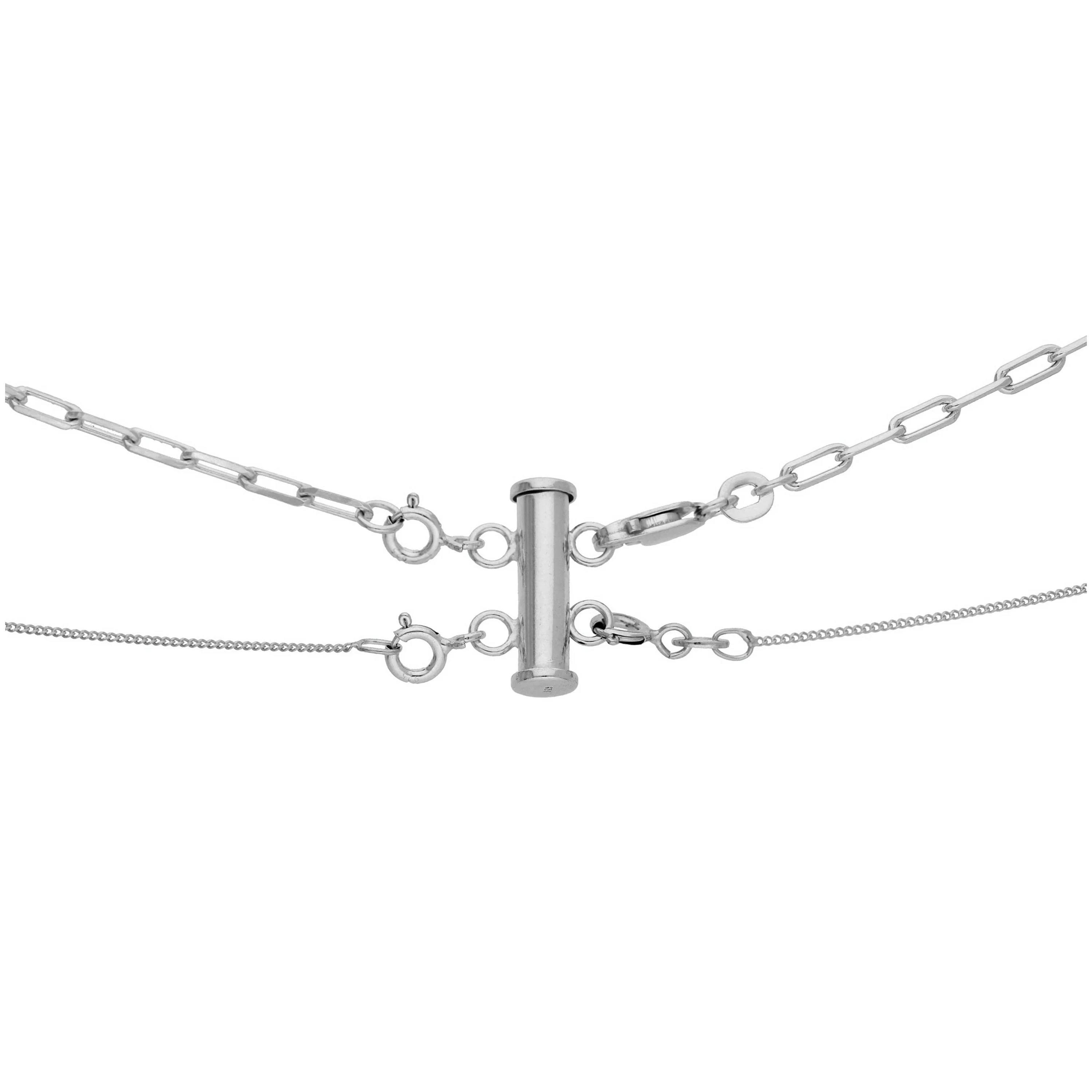 Sterling Silver 2 Row Bolt Ring Layer Necklace Clasp - Image 4