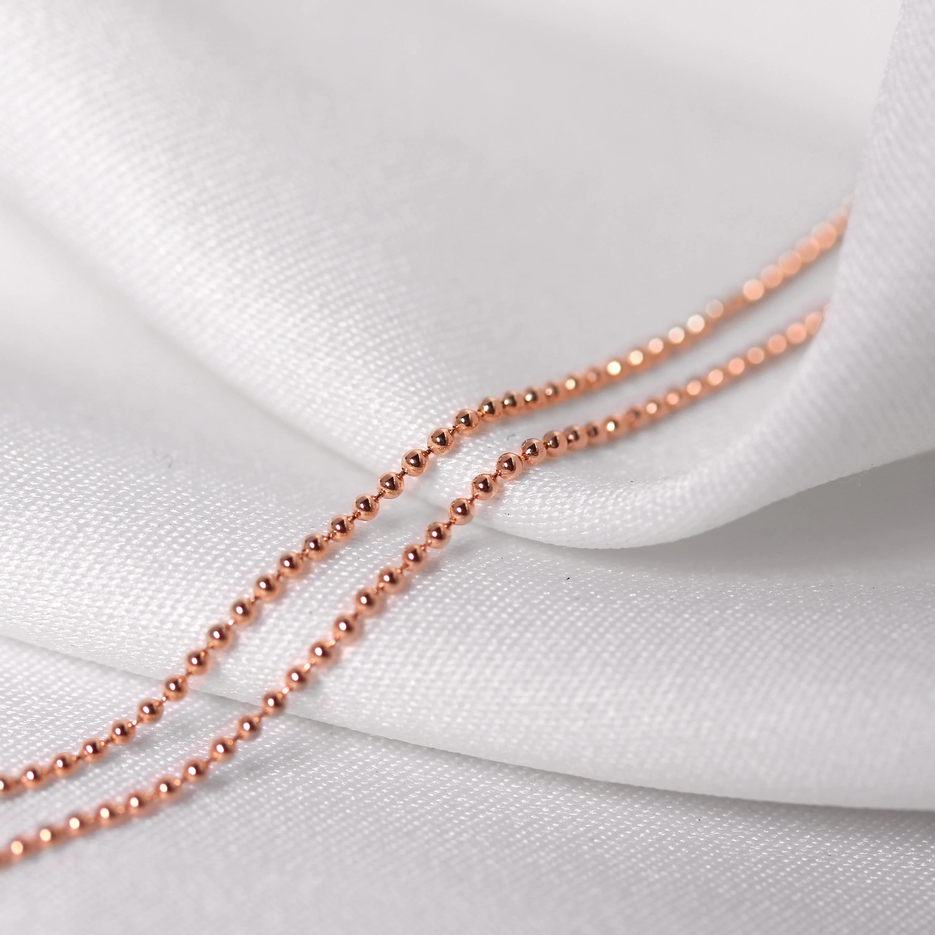 Rose Gold Plated Sterling Silver 1mm Bead Chain 22 Inches - Image 4
