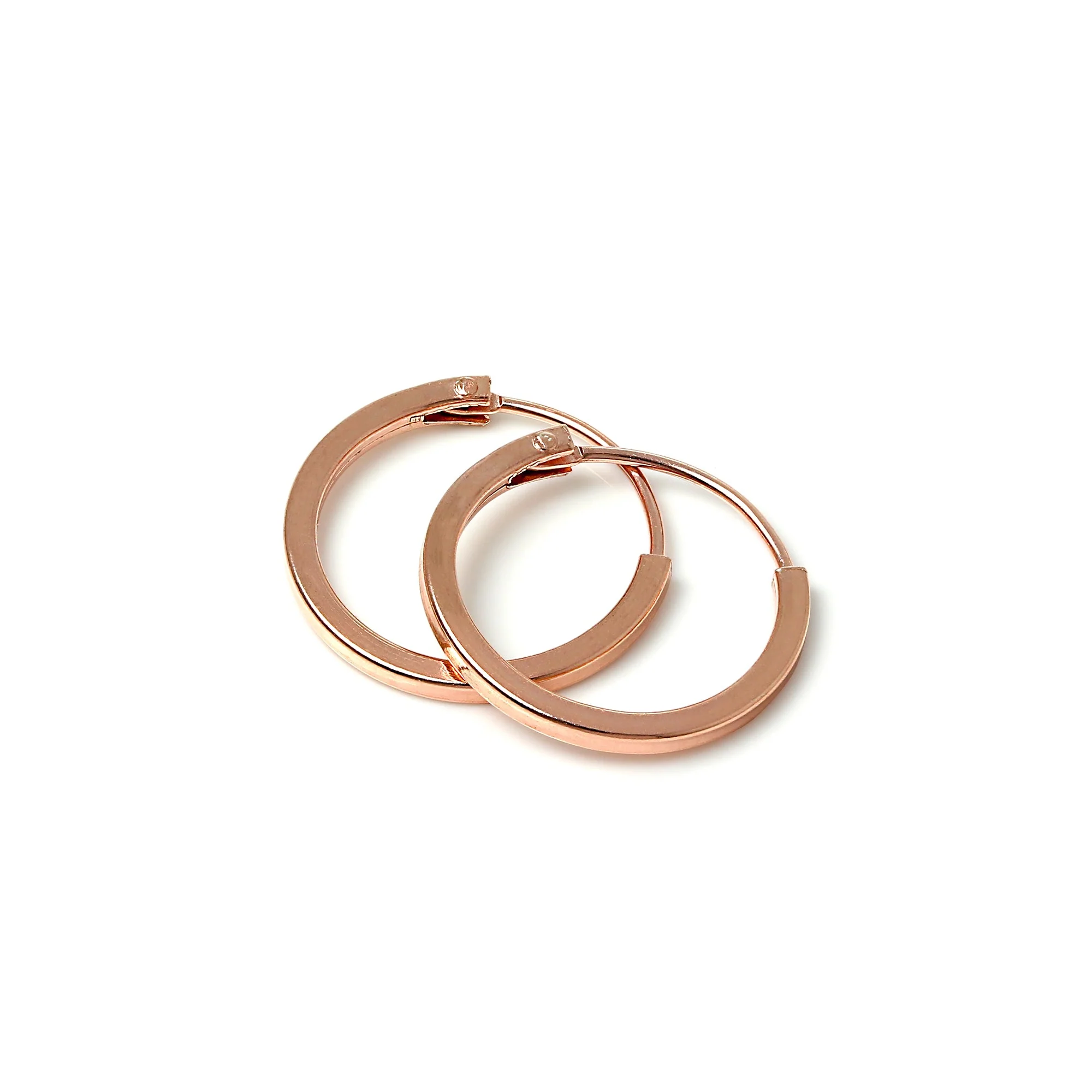 Rose Gold Sterling Silver 1mm Square Sleeper Hoop Earrings 12mm - 40mm - Image 5