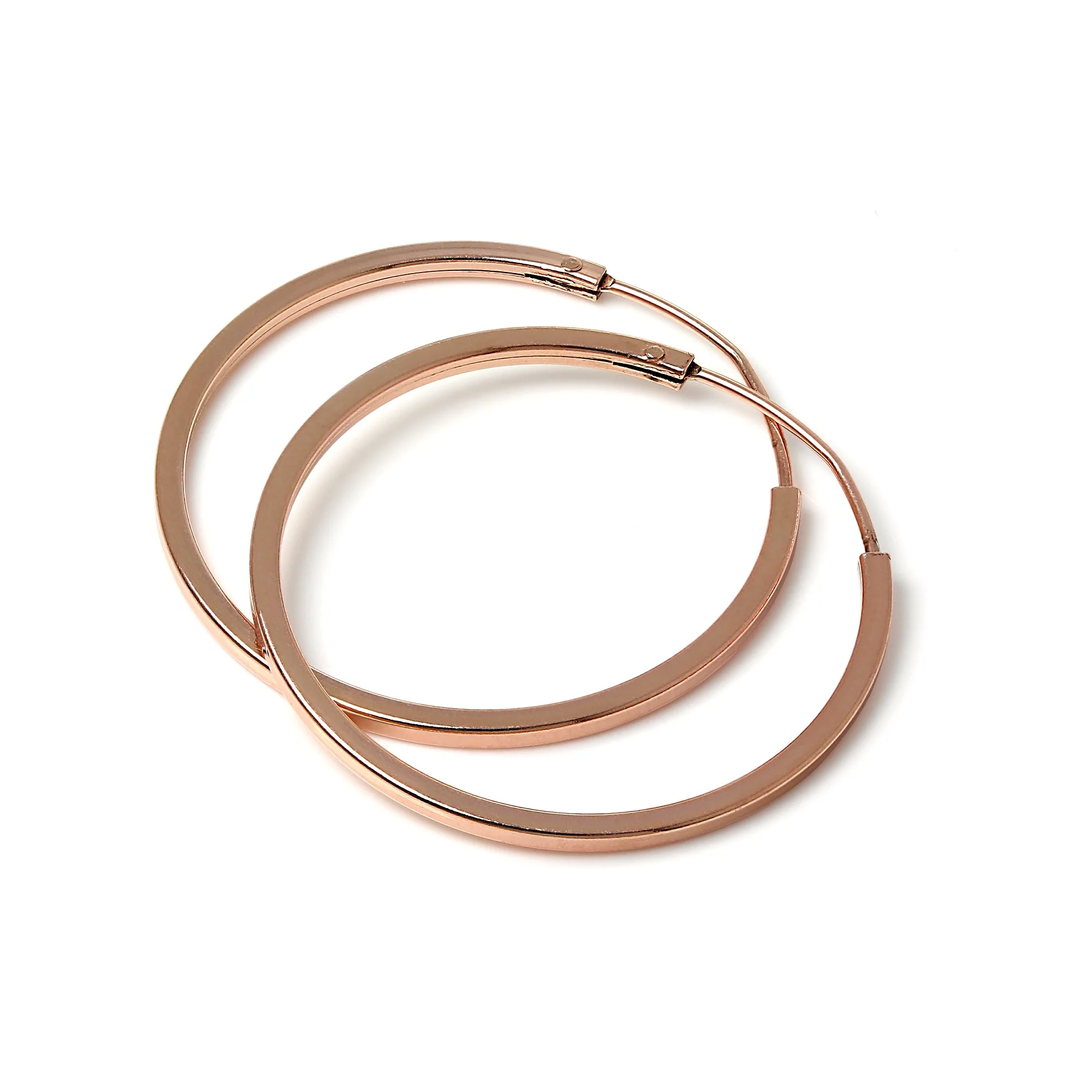 Rose Gold Sterling Silver 1mm Square Sleeper Hoop Earrings 12mm - 40mm - Image 7