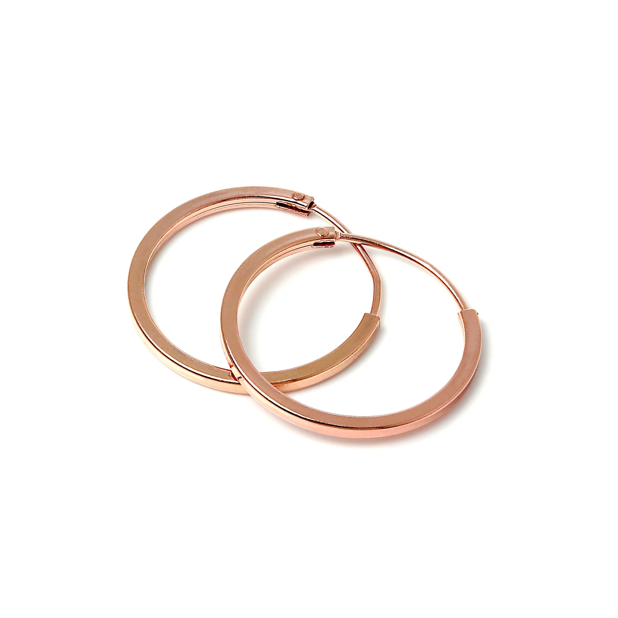 Rose Gold Sterling Silver 1mm Square Sleeper Hoop Earrings 12mm - 40mm - Image 8