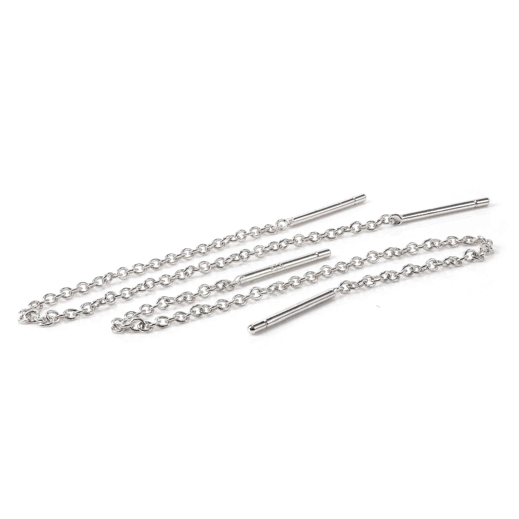 Sterling Silver 12mm Bar Threader Pull Through Belcher Chain Earrings - Image 3