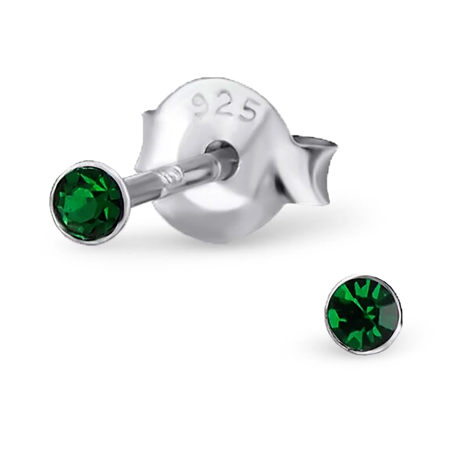 Sterling Silver 2mm Crystal Stud Earrings - Image 10