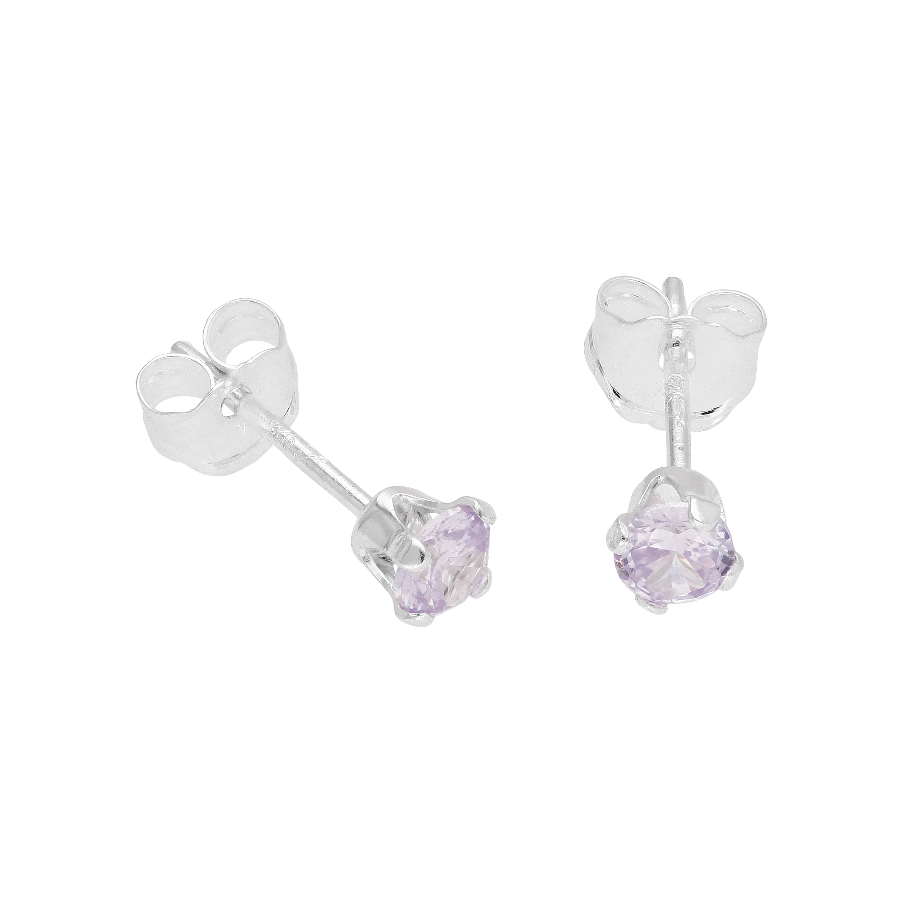 Sterling Silver 3mm Round CZ Stud Earrings - Image 14