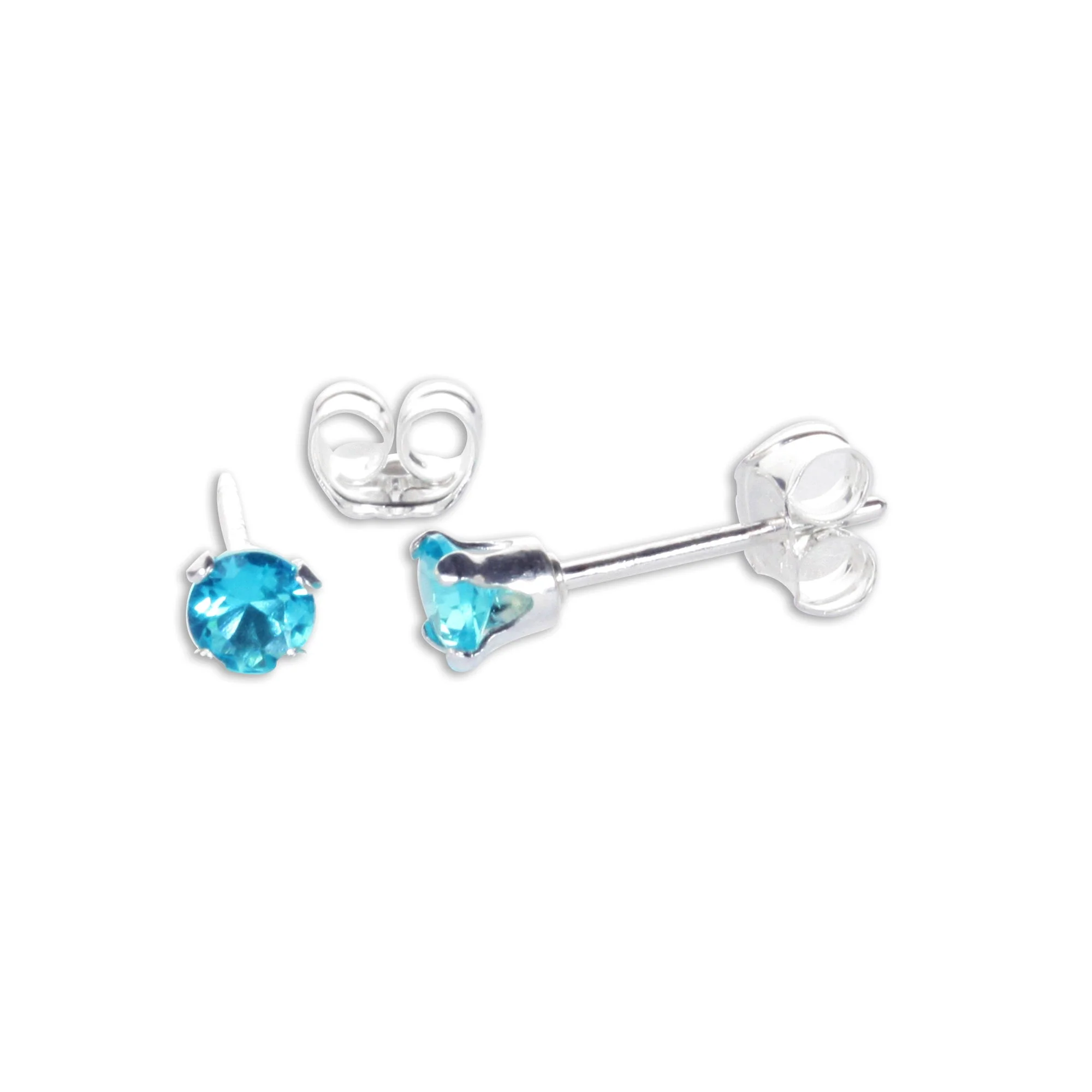 Sterling Silver 3mm Round CZ Stud Earrings - Image 3
