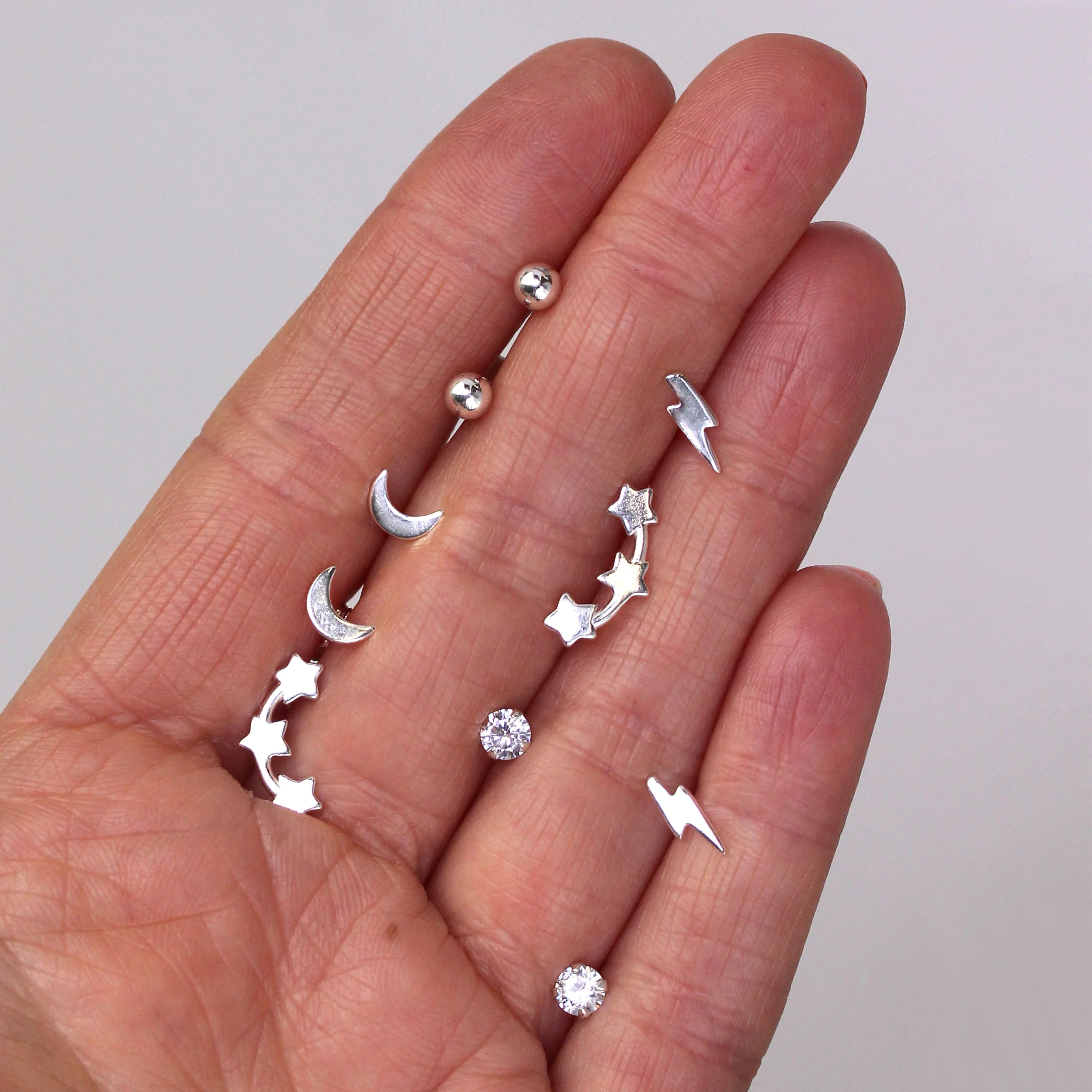 Sterling Silver & 4mm Round White Crystal Stud Earrings - Image 3