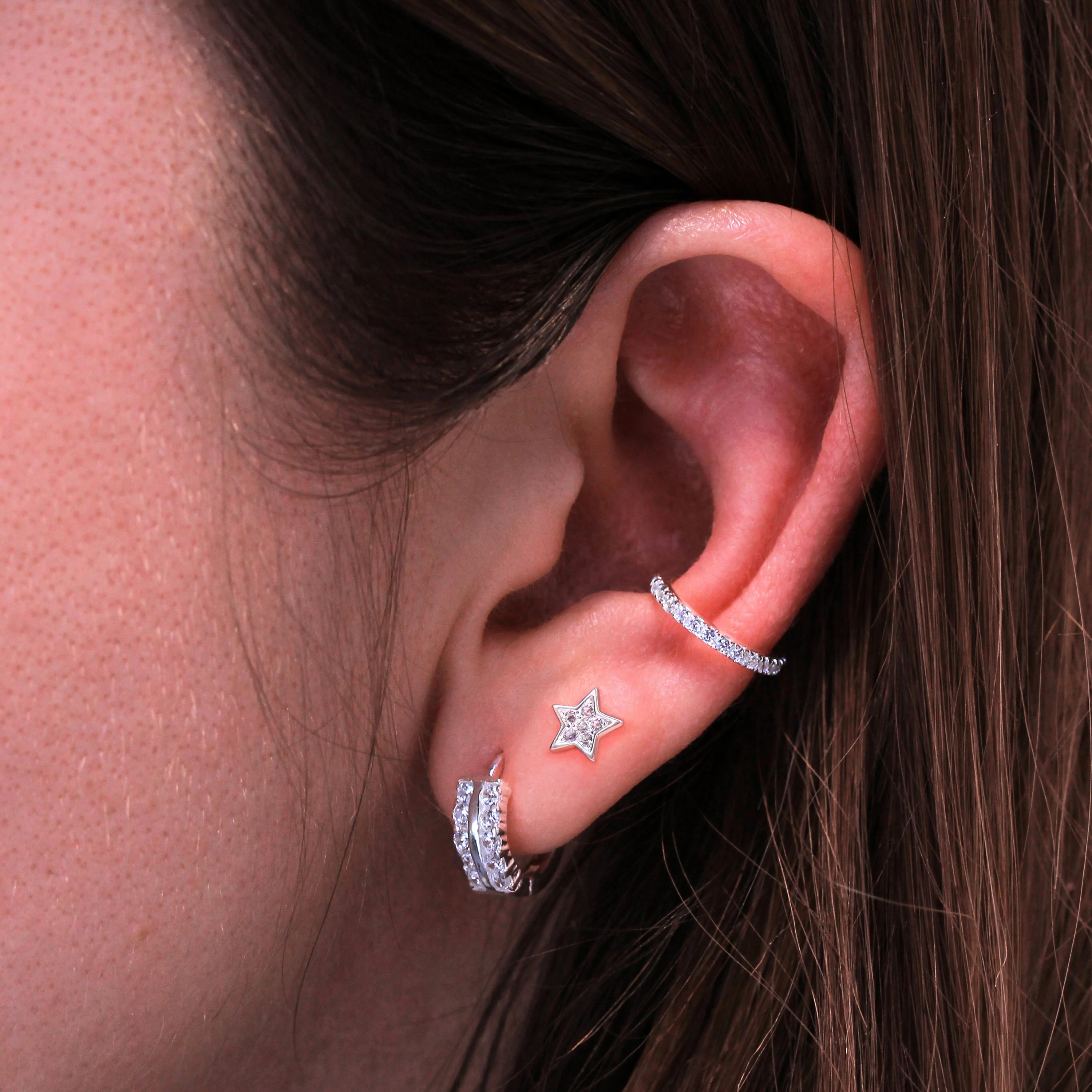 Sterling Silver Pave Encrusted CZ Ear Cuff - Image 4