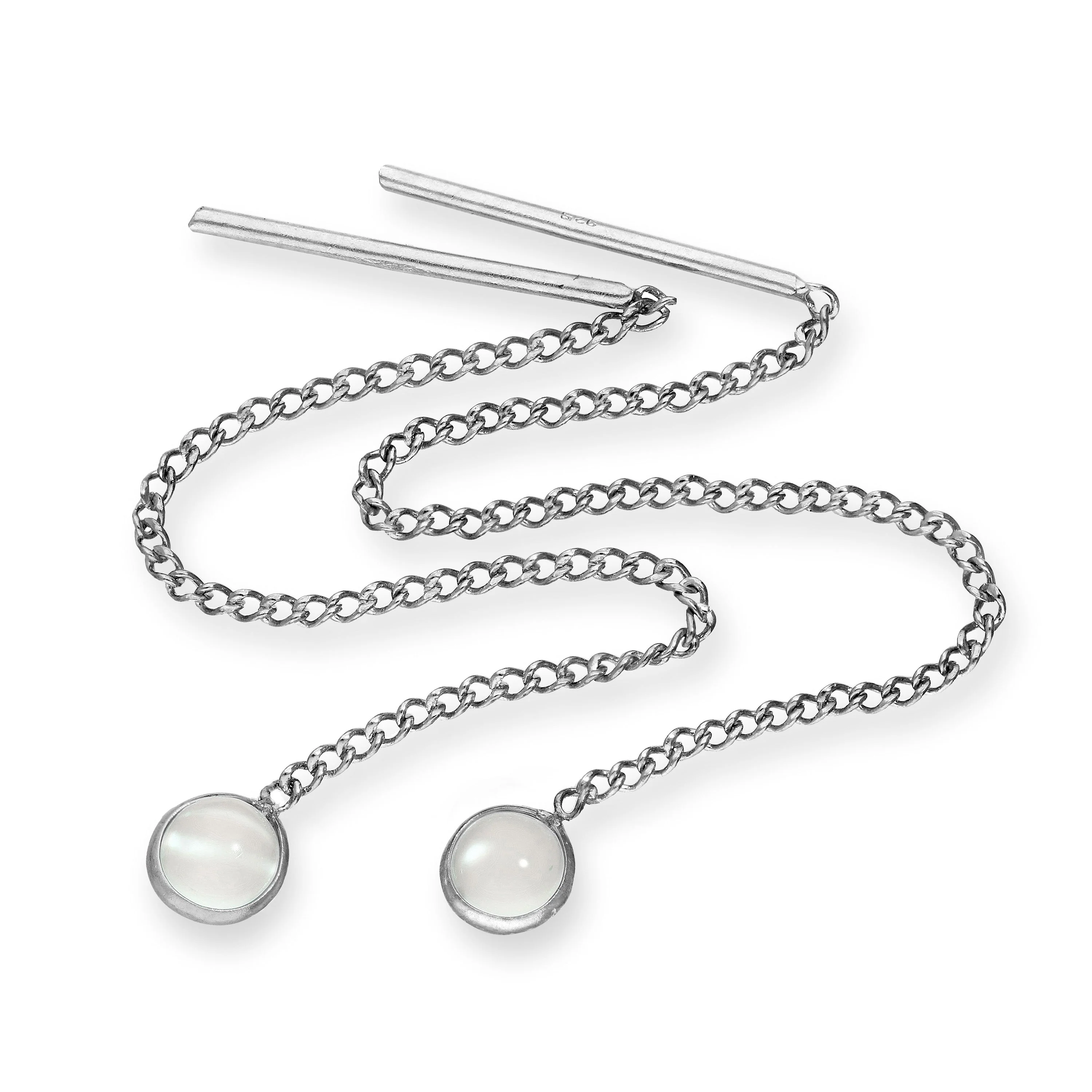 Sterling Silver & Round CZ Crystal Birthstone Pull Thru Earrings - Image 10