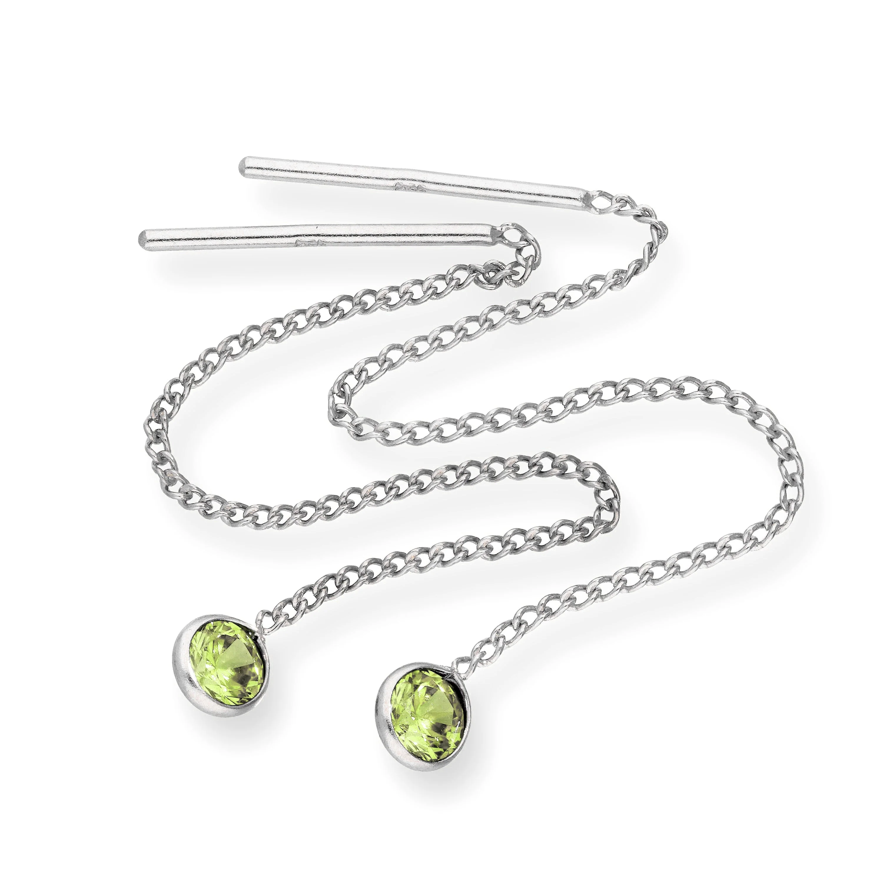 Sterling Silver & Round CZ Crystal Birthstone Pull Thru Earrings - Image 4