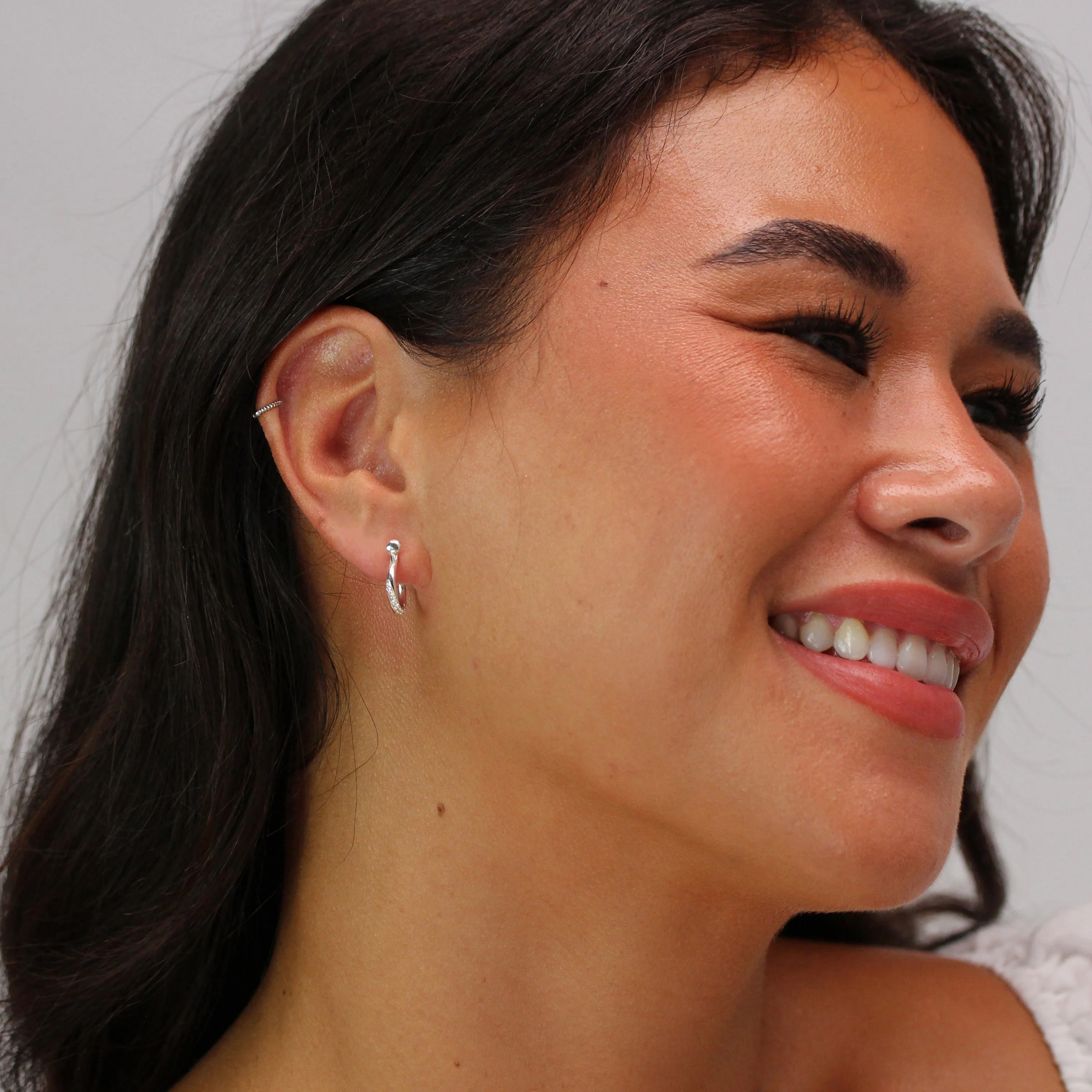 Sterling Silver Swirl CZ Jacket Stud Earrings - Image 3